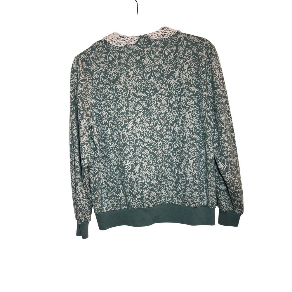 VTG Simply Petites Cricket Lane Women's Floral long-sleeve Peter Pan Collar top - Picture 3 of 6